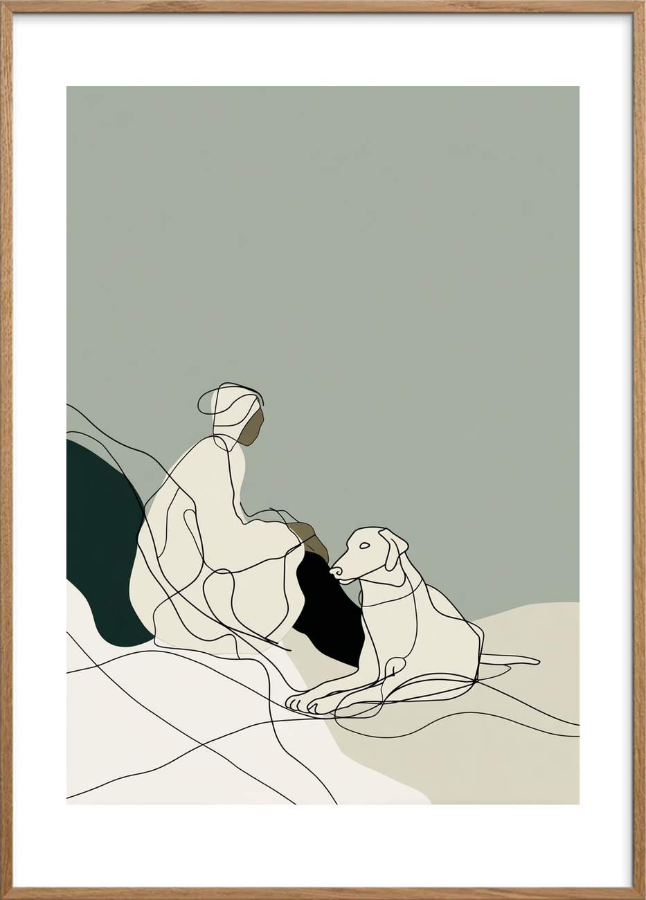 Hvisken af pels - Oak Frame, With White Border