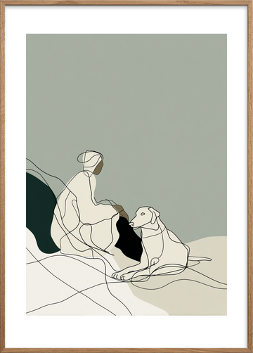 Hvisken af pels - Oak Frame, With White Border