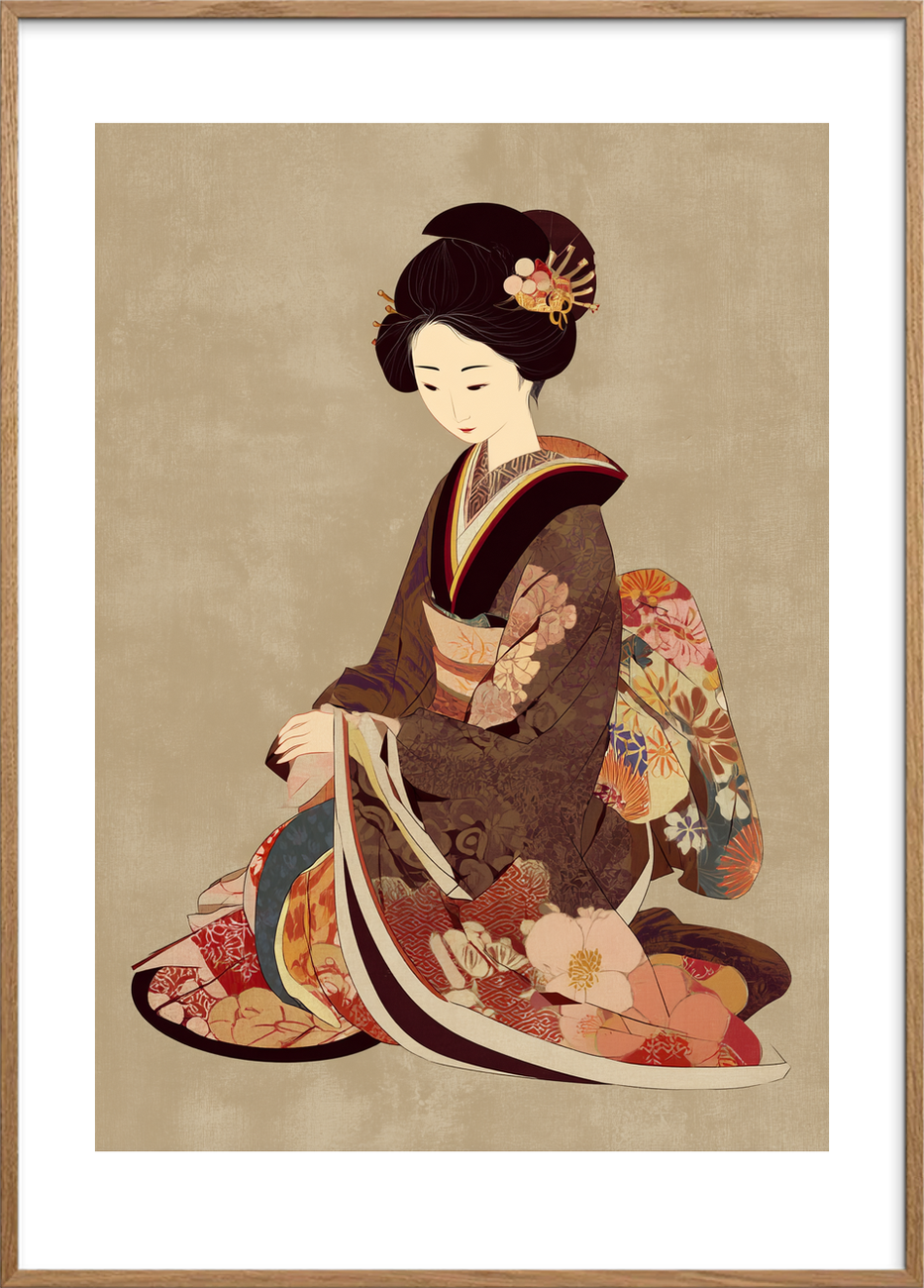 Blomsternes sagte sus - Oak Frame, With White Border