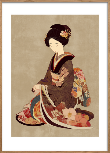 Blomsternes sagte sus - Oak Frame, With White Border