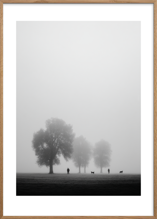 Tågens bløde hvisken - Oak Frame, With White Border