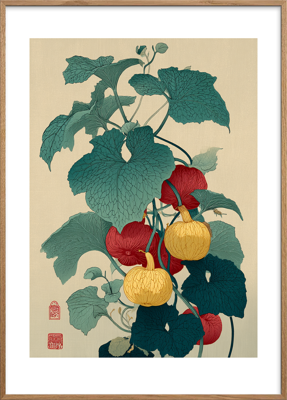 Bladenes sagte klang - Oak Frame, With White Border