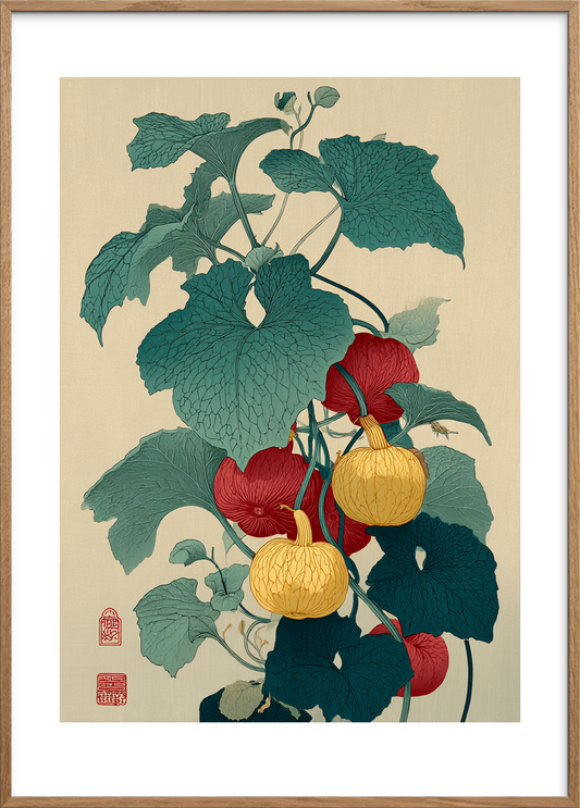 Bladenes sagte klang - Oak Frame, With White Border