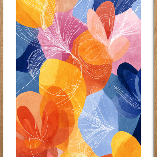 Farvesus i blødt ekko - Oak Frame, With White Border