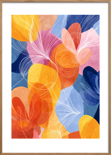 Farvesus i blødt ekko - Oak Frame, With White Border