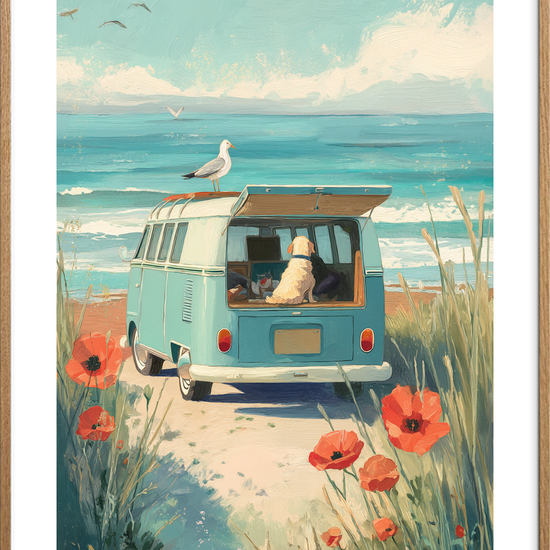 Havets salte hvisken - Oak Frame, With White Border