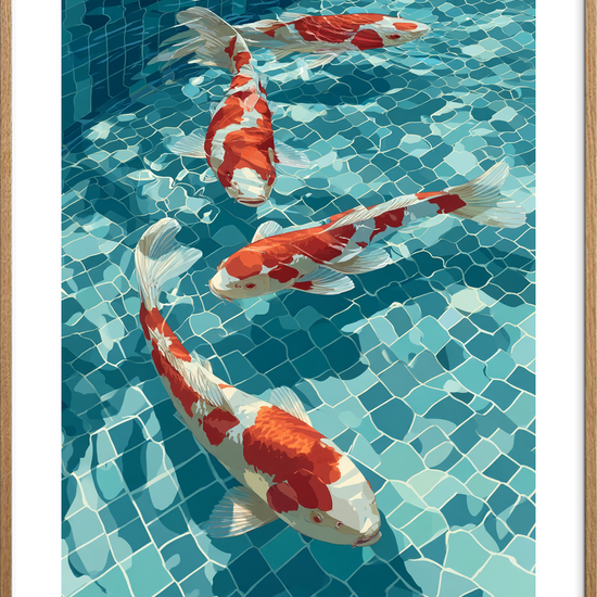 Silkesus af farvet skæl - Oak Frame, With White Border