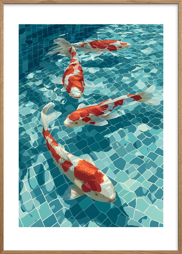 Silkesus af farvet skæl - Oak Frame, With White Border