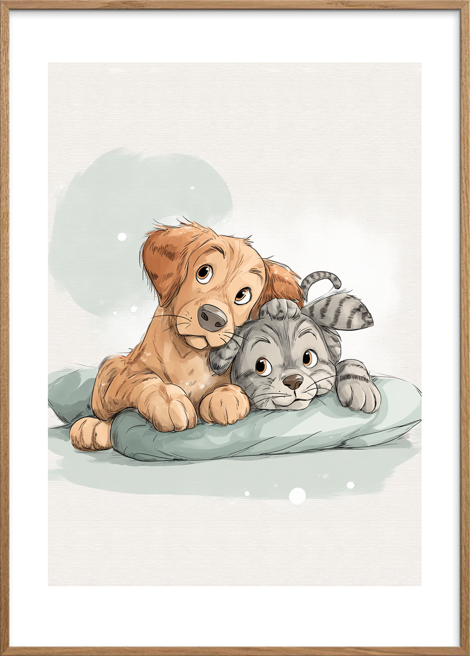 Pudens bløde hvisken - Oak Frame, With White Border