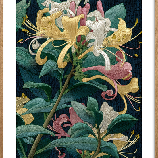 Honningduftens bløde hvisken - Oak Frame, With White Border