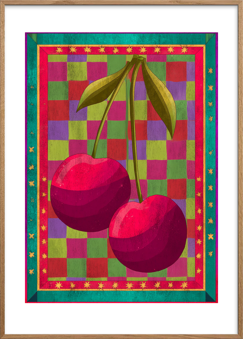 Sødme under stjernedrys - Oak Frame, With White Border