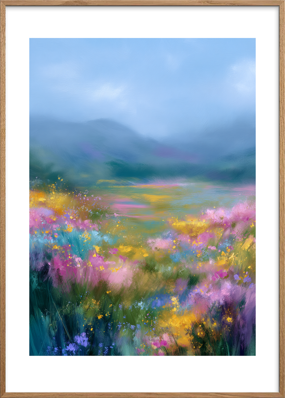 Sommerens sus i luften - Oak Frame, With White Border