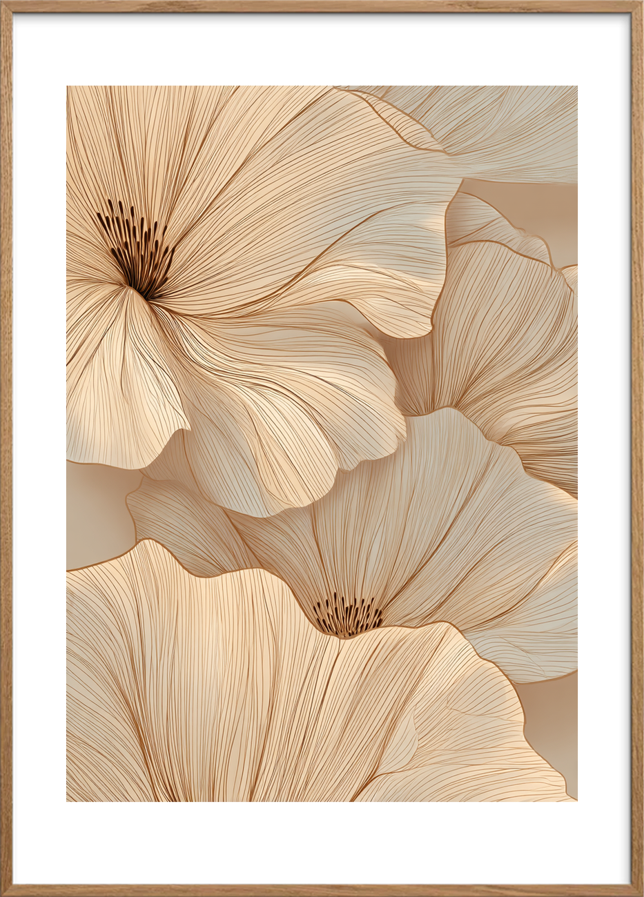 Hviskende fløjlsbølger - Oak Frame, With White Border