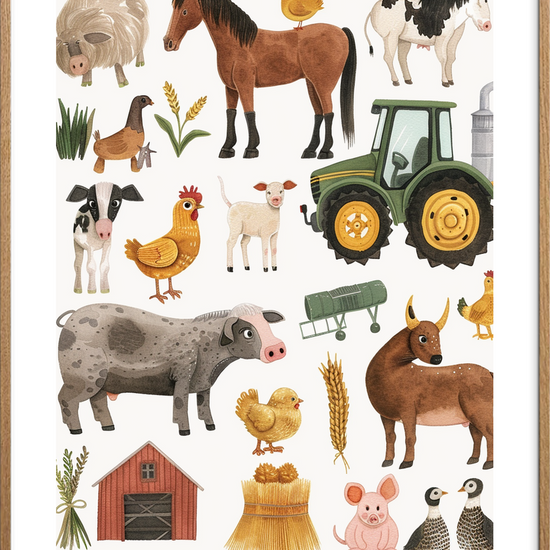 Lugten af nyslået hø - Oak Frame, With White Border