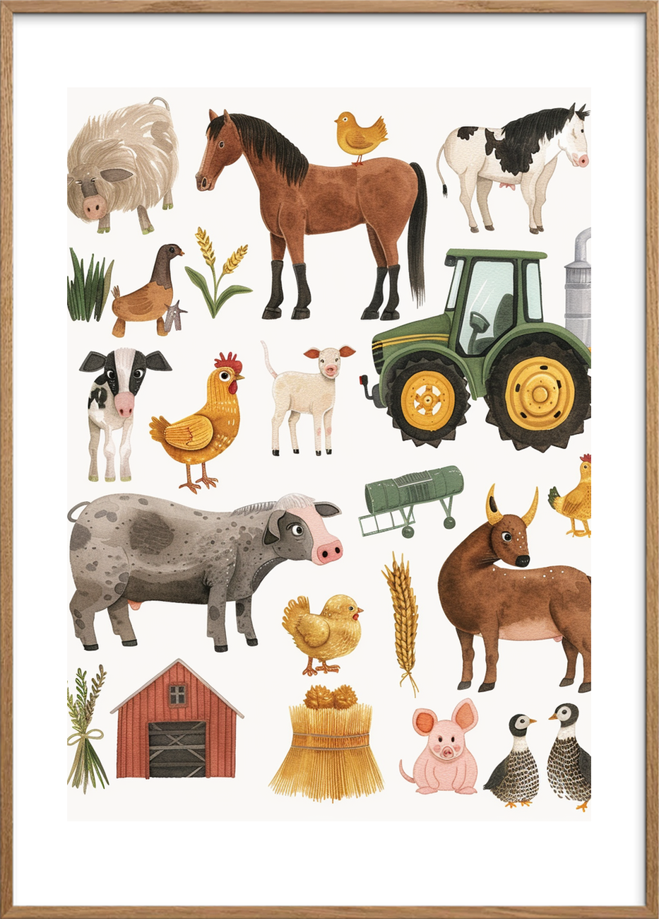 Lugten af nyslået hø - Oak Frame, With White Border