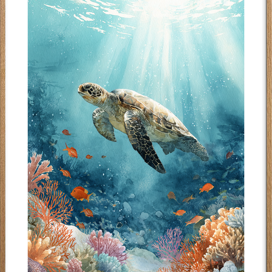 Skildpaddens tyste sang - Oak Frame, With White Border