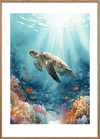 Skildpaddens tyste sang - Oak Frame, With White Border