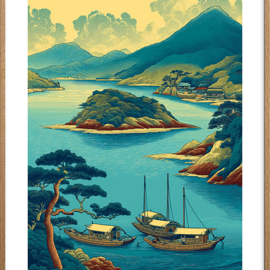 Havnens stille hjerteslag - Oak Frame, With White Border