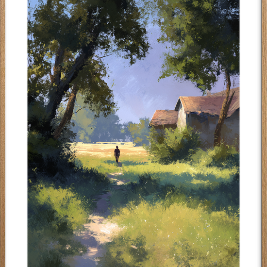 Sommervindens hvisken - Oak Frame, With White Border