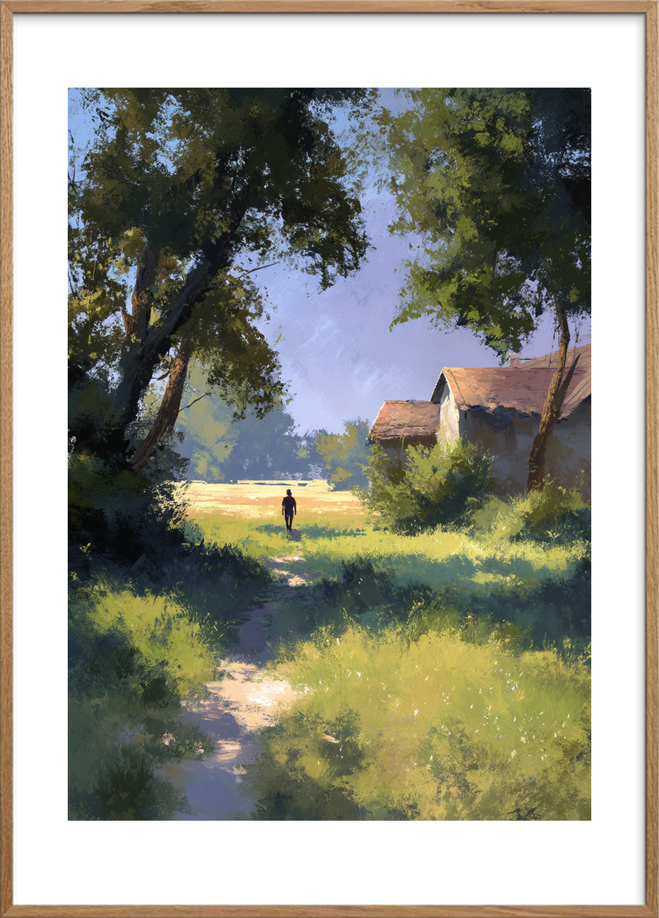 Sommervindens hvisken - Oak Frame, With White Border