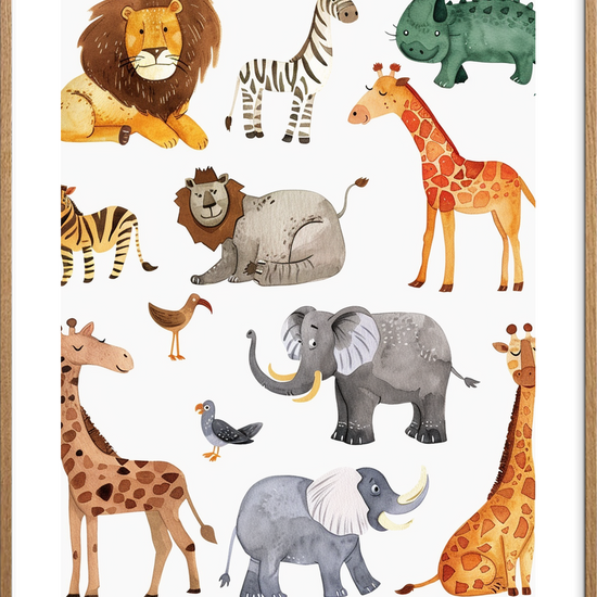 Savannens dæmpede rytme - Oak Frame, With White Border