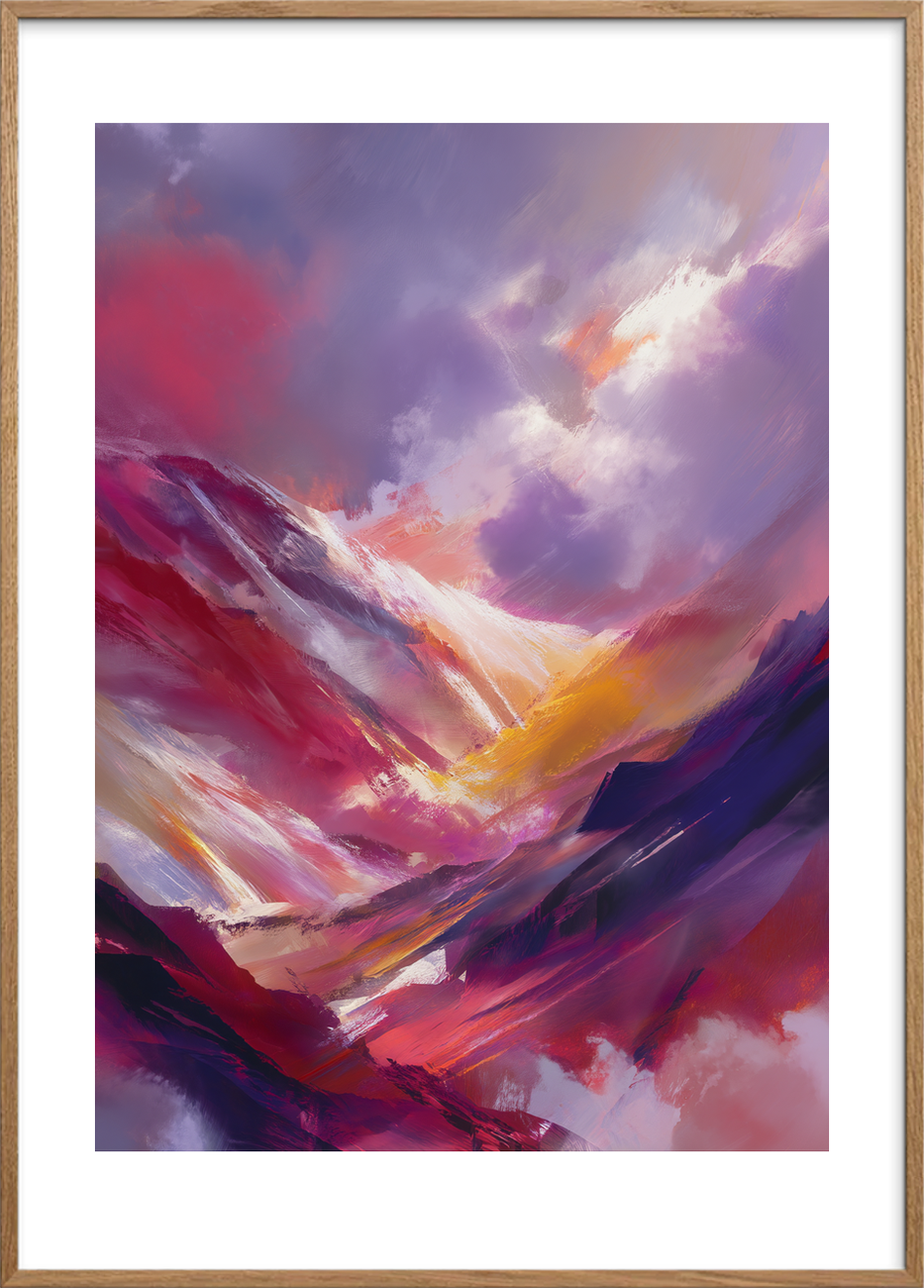 Smag af solnedgang - Oak Frame, With White Border