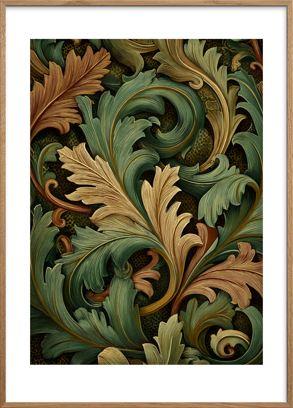 Bladets grønne hvisken - Oak Frame, With White Border