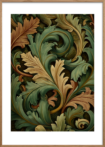 Bladets grønne hvisken - Oak Frame, With White Border