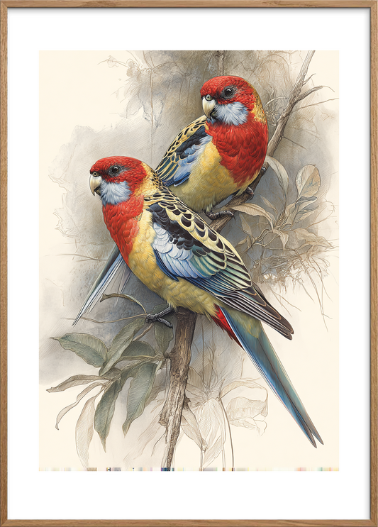 Sang af silke - Oak Frame, With White Border