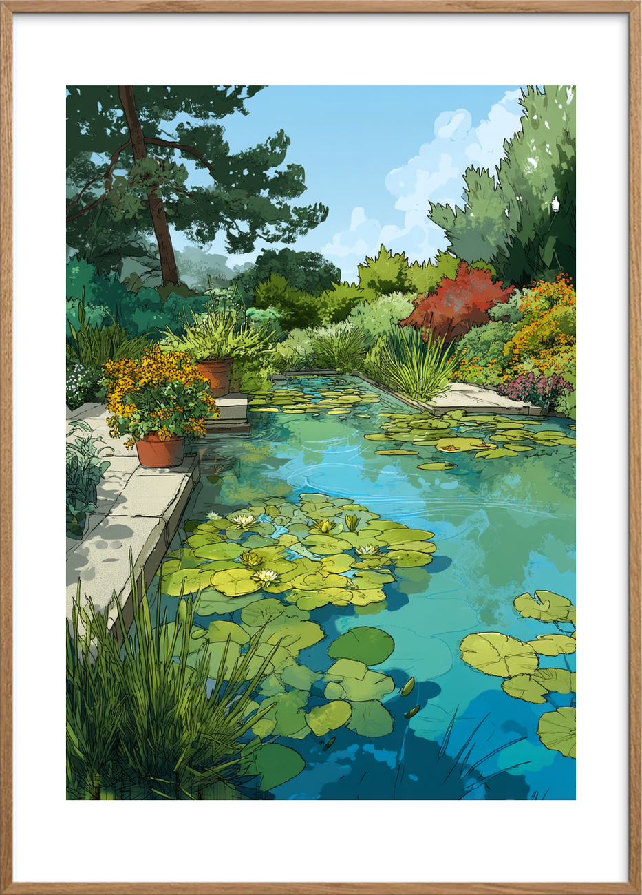 Vandets stille sang - Oak Frame, With White Border