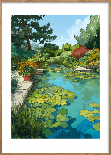 Vandets stille sang - Oak Frame, With White Border