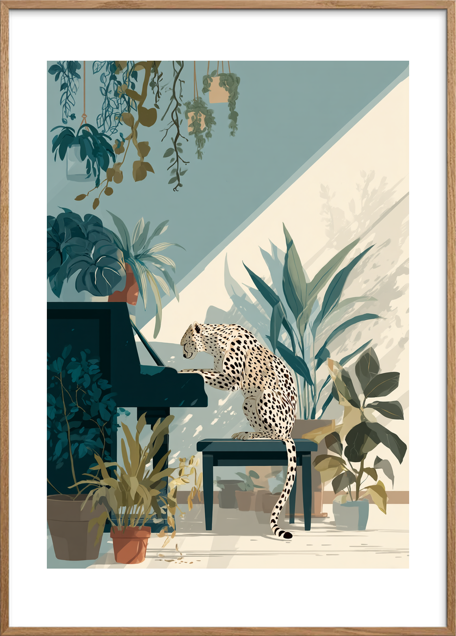 Potespil i grønne skygger - Oak Frame, With White Border