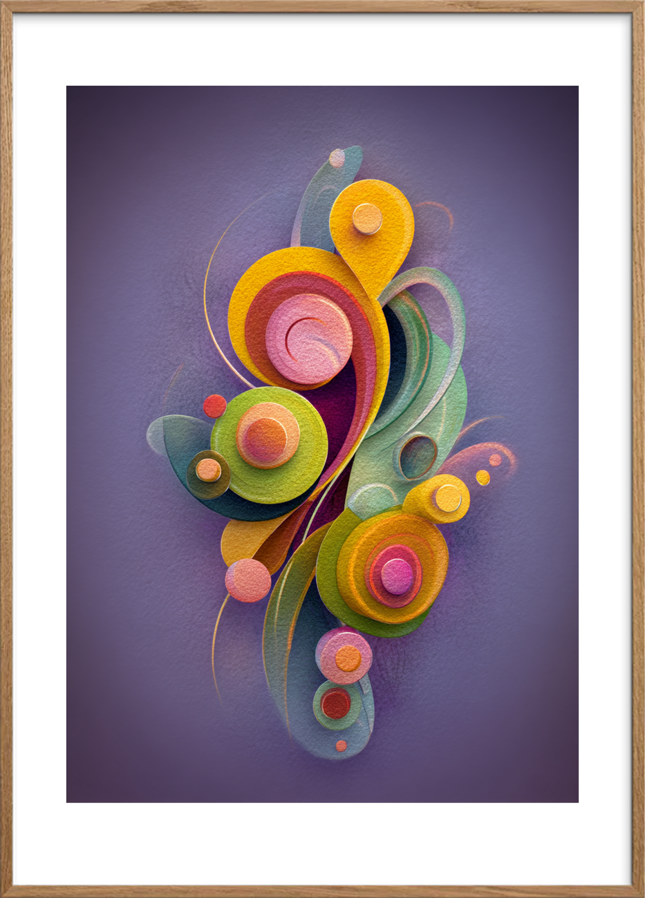 Smagen af farvet regn - Oak Frame, With White Border