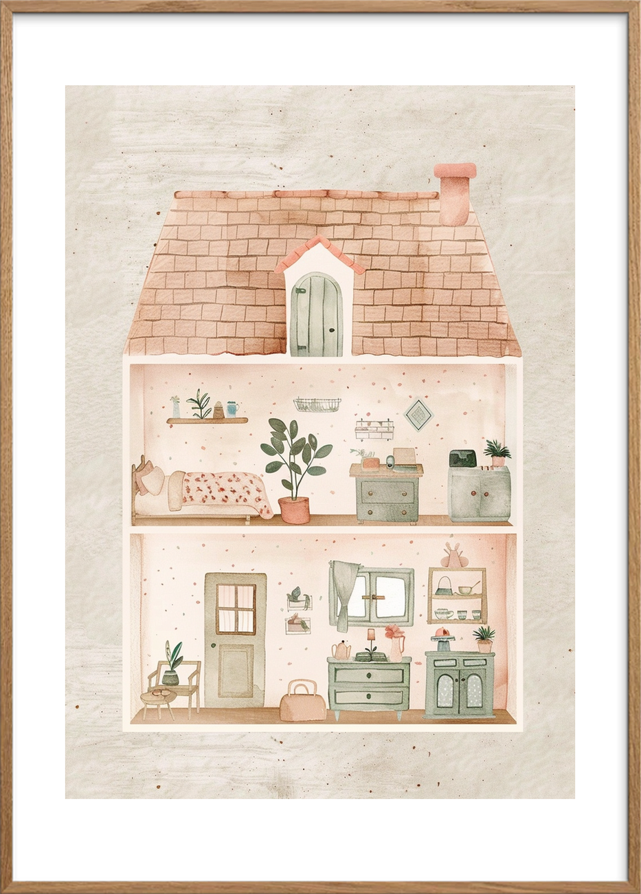 Husets duft af barndom - Oak Frame, With White Border