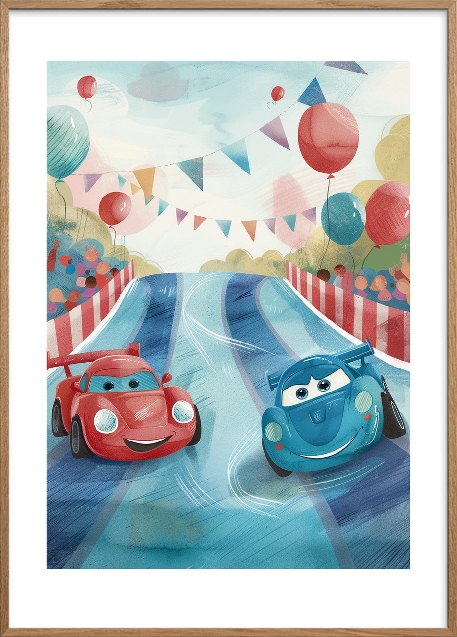 Dæk der synger af fart - Oak Frame, With White Border