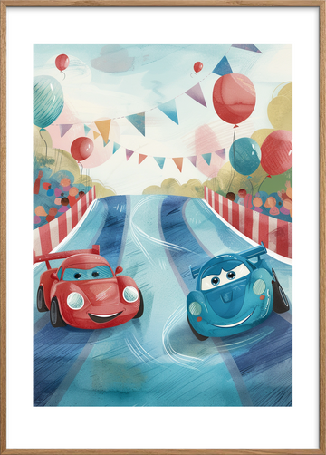 Dæk der synger af fart - Oak Frame, With White Border