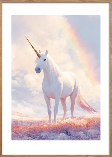 Enhjørningens stille sang - Oak Frame, With White Border