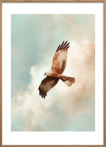 Vindens stille hvisken - Oak Frame, With White Border