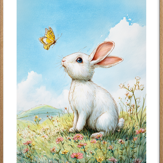 Sommerens bløde hvisken - Oak Frame, With White Border