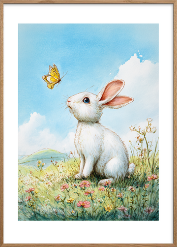 Sommerens bløde hvisken - Oak Frame, With White Border
