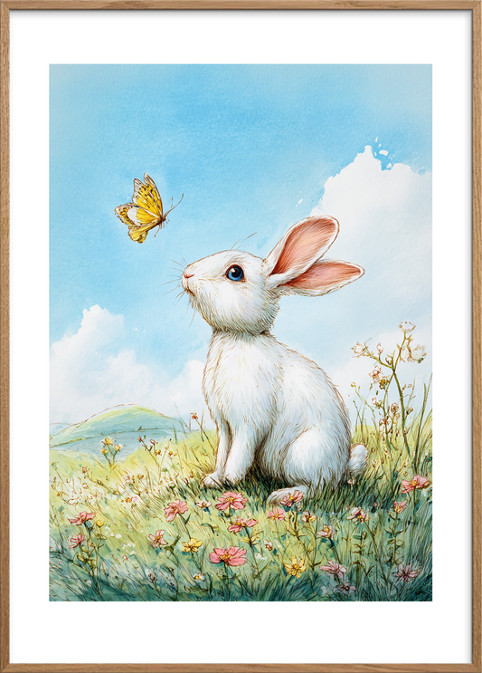 Sommerens bløde hvisken - Oak Frame, With White Border