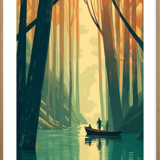 Skovens stille hvisken - Oak Frame, With White Border