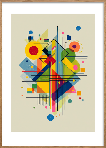 Rytmens farverige symfoni - Oak Frame, With White Border