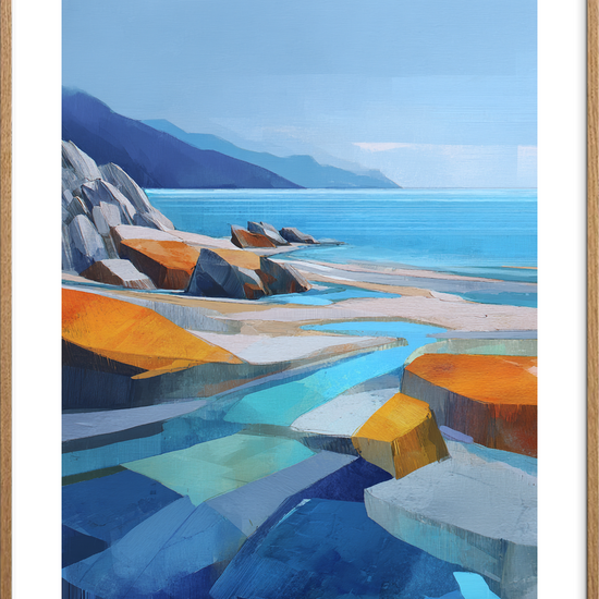 Bølgernes salte hvisken - Oak Frame, With White Border