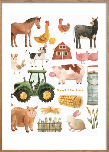 Duften af halm og regn - Oak Frame, With White Border