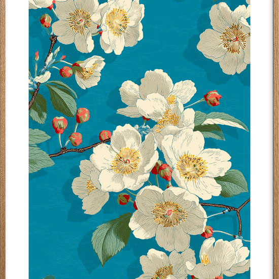 Blid duft af sommerregn - Oak Frame, With White Border
