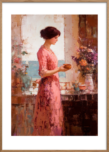 Smagens stille ritual - Oak Frame, With White Border