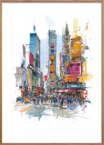 Lyd af neon og fodtrin - Oak Frame, With White Border