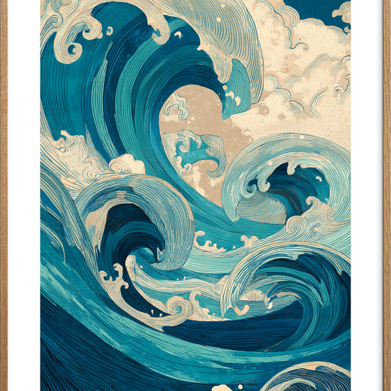 Smagen af salt og storm - Oak Frame, With White Border