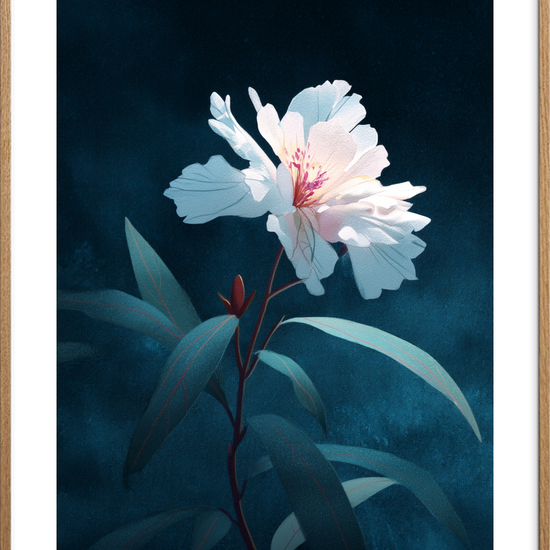 Silkesus i måneskin - Oak Frame, With White Border